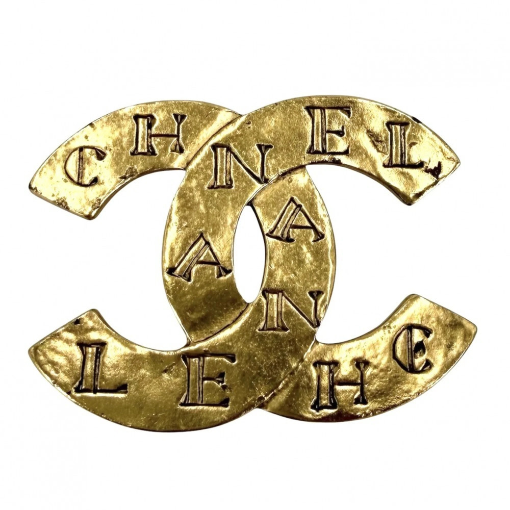 CHANEL Vintage Gold Logo Brooch